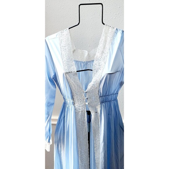 Vintage Soft Antron Nylon Miss Elaine Blue Robe Peignoir Women's M - Picture 2 of 6